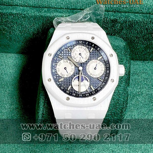 Audemars Piguet Royal Oak White Ceramic Perpetual Calendar Blue Dial New 2021 26579CB