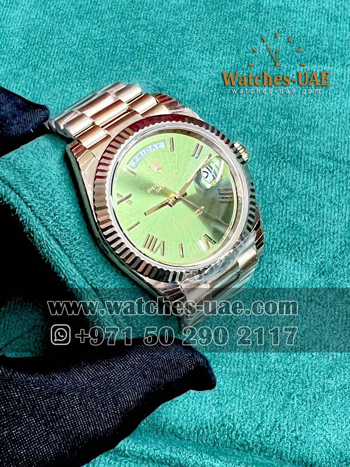 Rolex Day Date Green dial Rose gold 40 mm - Watches UAE