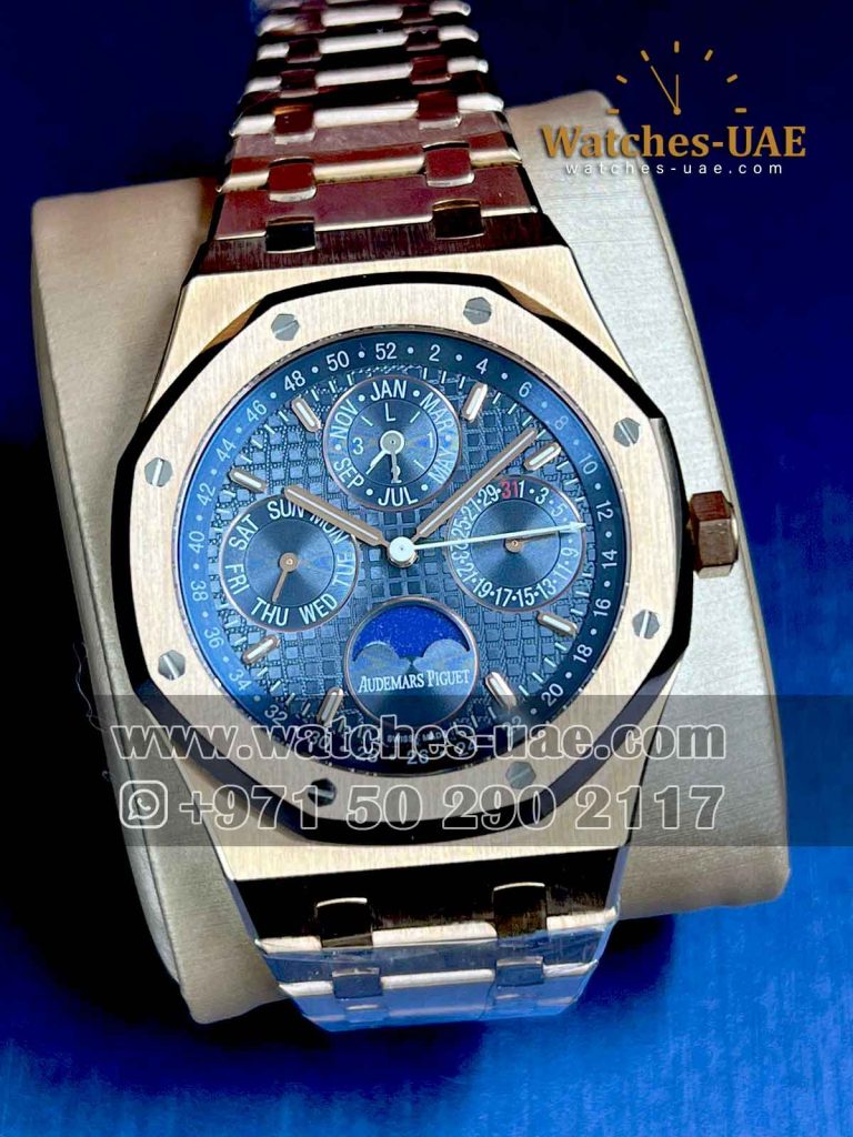 Audemars Piguet Royal oak Perpetual Calendar Rose gold blue dial copy watch