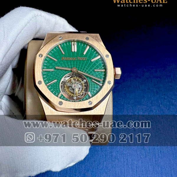 AP Royal oak self winding flying tourbilon Green and rose gold copy