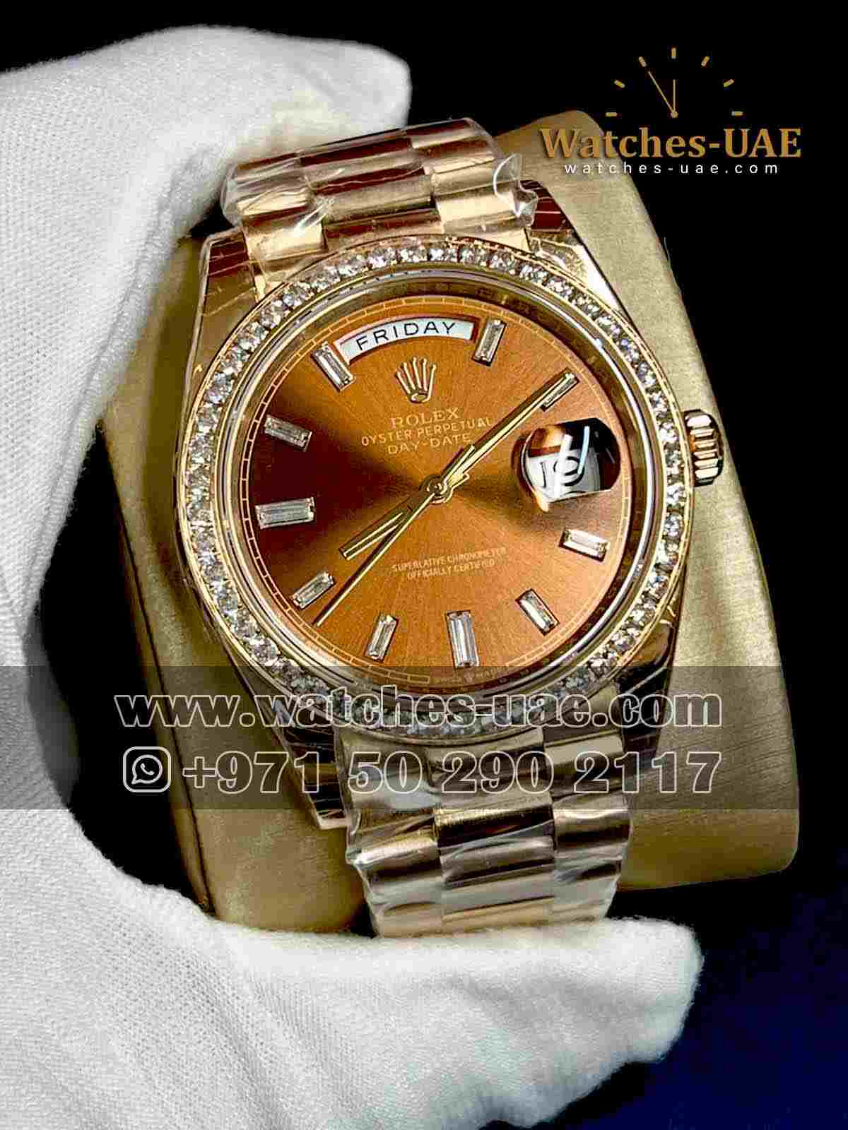 Rolex  Day date Rose ,Stoned bezel