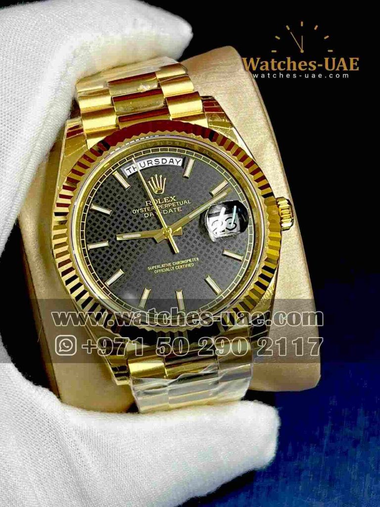rolex daydate gold-black dial Replica Watches