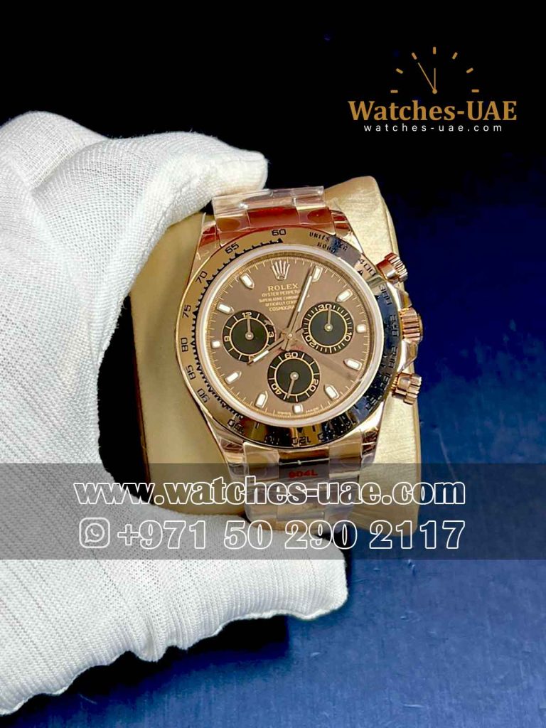 Copy Rolex Daytona Rose Gold  Dial With Black Chrono