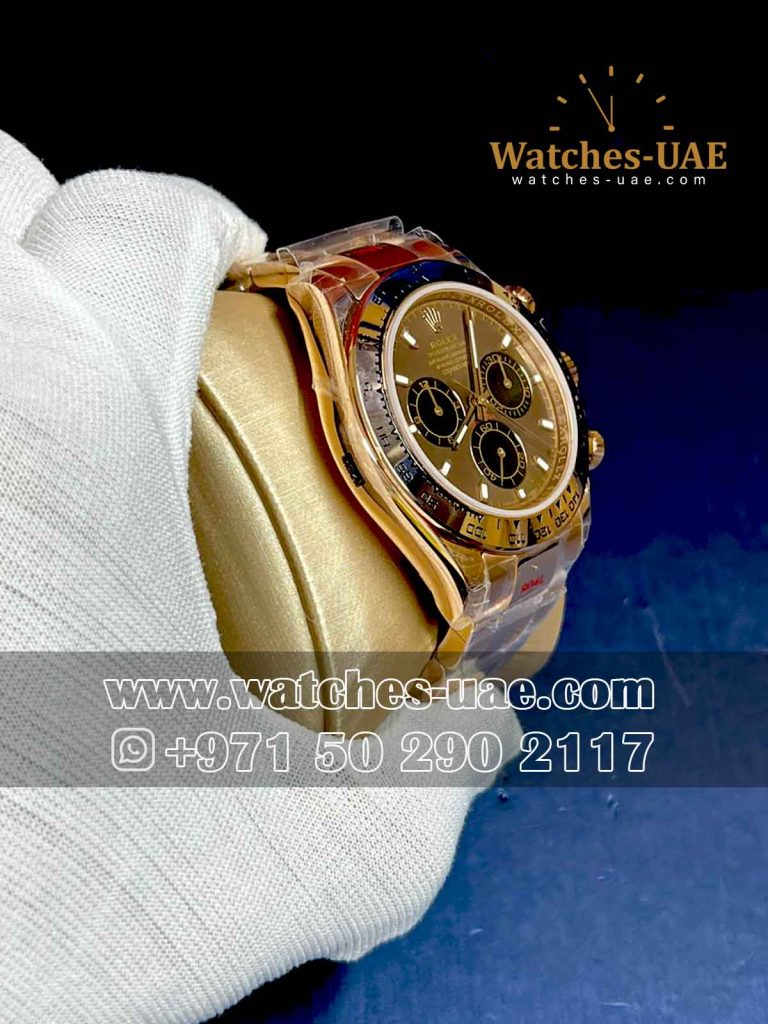 Replica Rolex Daytona Rose Gold  Dial With Black Chrono