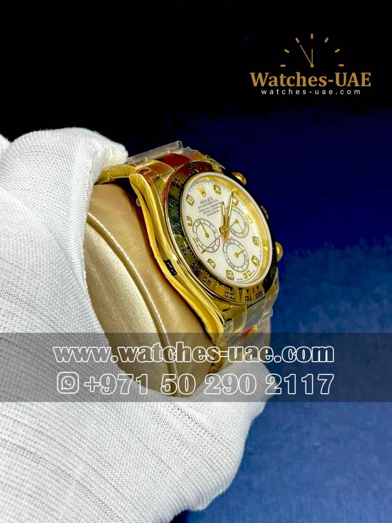Replica Rolex Daytona White Dial Yellow Gold