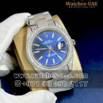 Copy Rolex  Fully Ice Out Date Just 41 mm Blue Dial