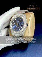 Master Rolex  Fully Ice Out Date Just 41 mm Blue Dial